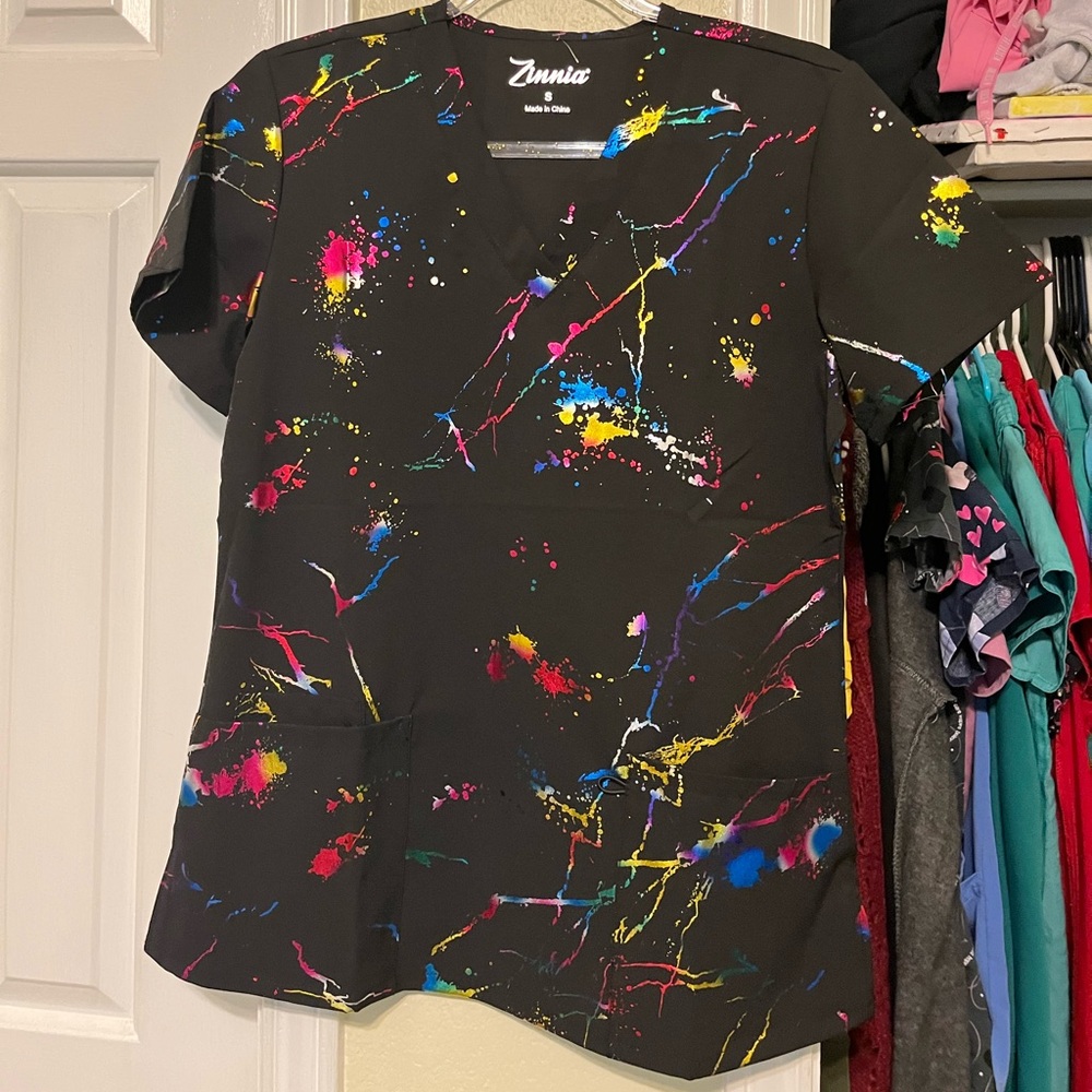 Colorful small scrub top